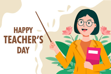 flat happy teacher's day illustration background