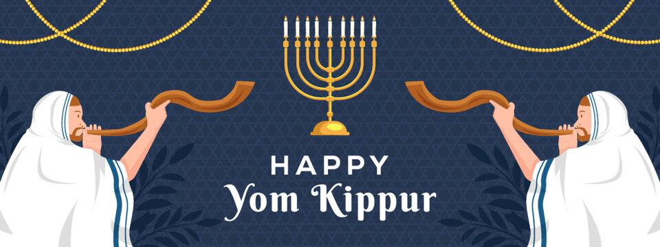 yom kippur horizontal banner template illustration