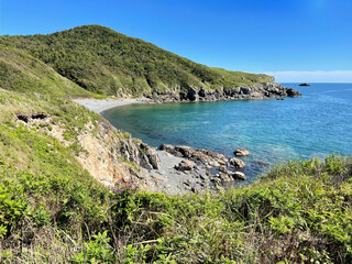 The coast of the island of Ricorda. on a sunny September day. Russia, Vladivostok