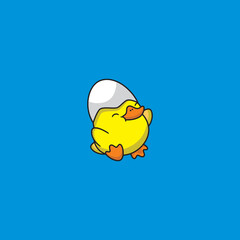 Cute Duck Egg Cartoon Mascot Logo Design