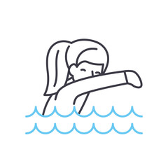 swimming line icon, outline symbol, vector illustration, concept sign