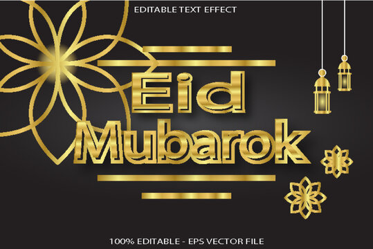 Eid Mubarok Editable text effect 3D Gradient style Design
