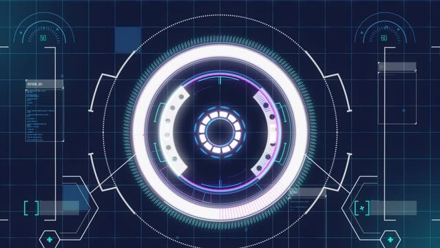 Animation of rotating security system and data processing on digital space