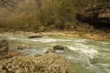 Mountain river, Mezmay, Russia, Kavkaz mountains