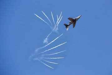 An Alpha Jet fighter jet in flight over airfield Udon Thani Air