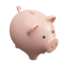 Cartoon style cute piggy bank with transparent background 3d render illustration
