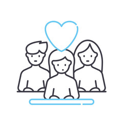 team relationship line icon, outline symbol, vector illustration, concept sign