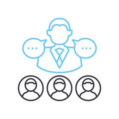 team information line icon, outline symbol, vector illustration, concept sign