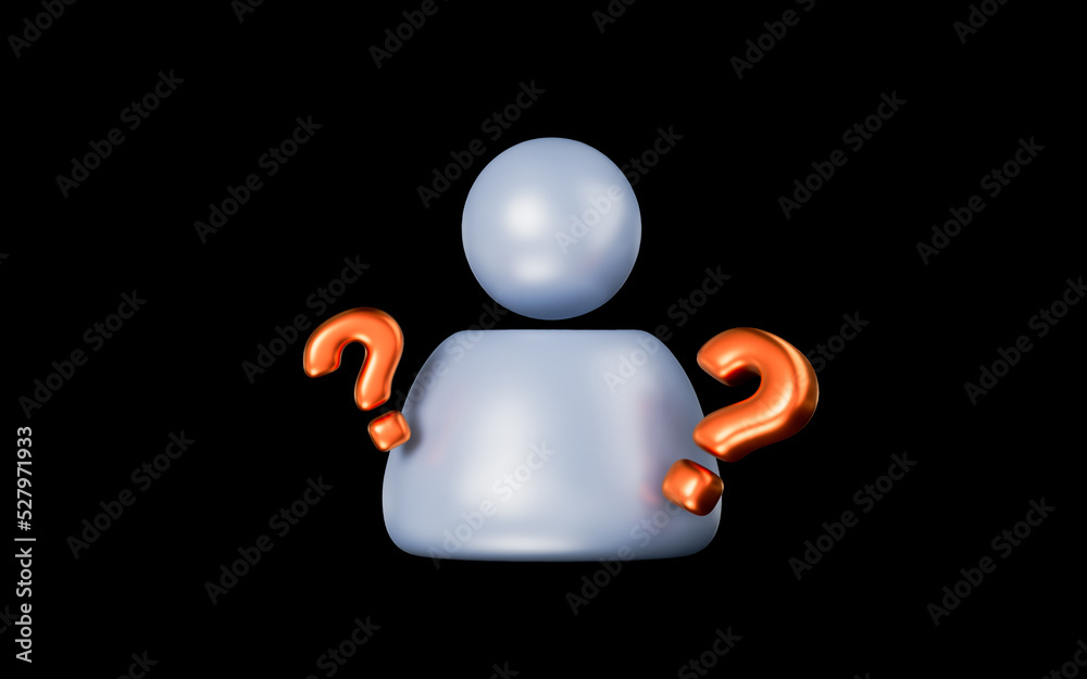 Wall mural user question mark sign on dark background 3d render concept for thinking confusion