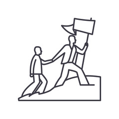 team motivation line icon, outline symbol, vector illustration, concept sign