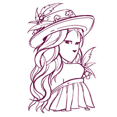 girl in a hat art vector for card illustration background 