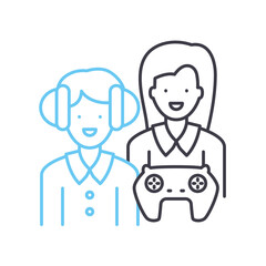 teams line icon, outline symbol, vector illustration, concept sign