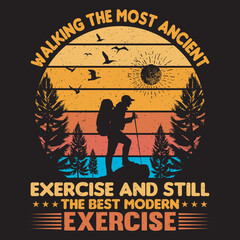 hiking t-shirt design  and vector template