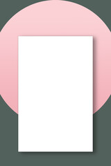 blank paper page on green and pastel pink circle background
