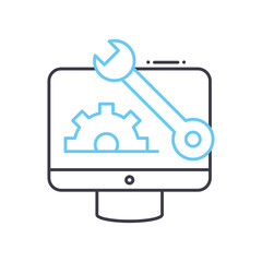 tech support line icon, outline symbol, vector illustration, concept sign