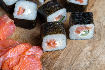 sushi with red salted fish and rice
