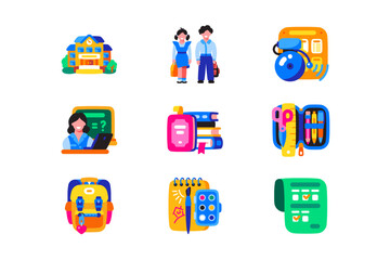 Fototapeta premium School supplies icons set