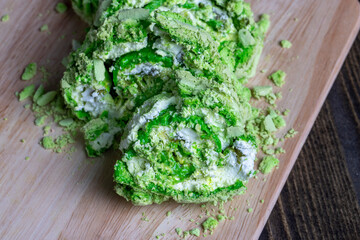 green cake with kiwi and gooseberry flavor