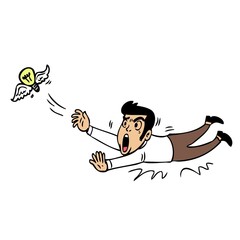 Cartoon Opportunity. Good ideas that slip away from business people.