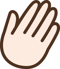 手のひらで押さえるポーズの手