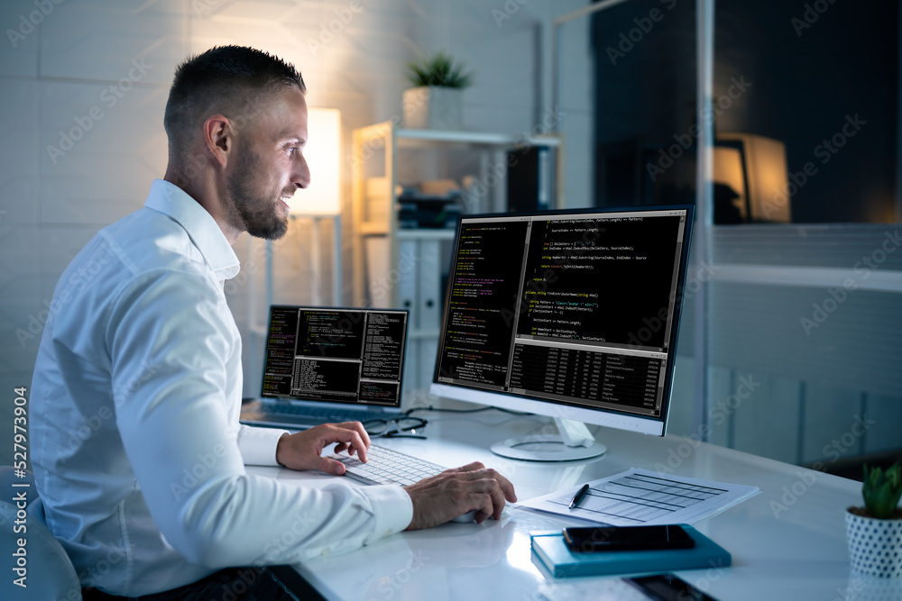 Aufkleber Computer Programmer Writing Program Code On Computer