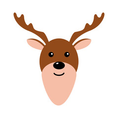 Vector Christmas and New Year symbol Icon. Gift, Pine, Ball, Santa, Candle, Gingerbread Man, Candy, Bell, Mistletoe Wreath and such Things. Merry Christmas. Vector illustration reindeer or deer