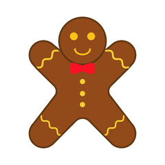 Vector Christmas and New Year symbol Icon. Gift, Pine, Ball, Santa, Candle, Gingerbread Man, Candy, Bell, Mistletoe Wreath and such Things. Merry Christmas. Vector illustration cookie man