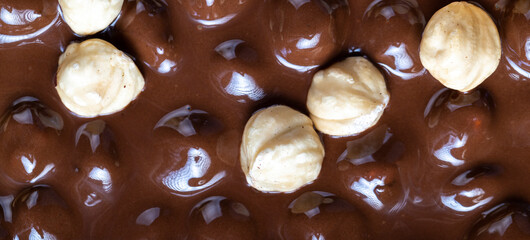real milk chocolate while cooking with hazelnuts