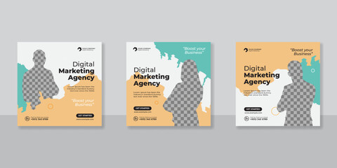 Fototapeta premium Digital business marketing social media post template.