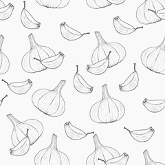 Hand drawn garlic Background Pattern Design