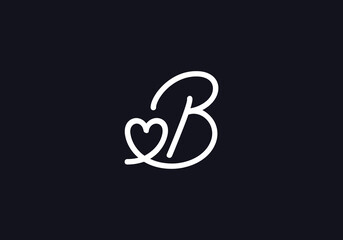 Fototapeta premium Love sign logo design vector. Love and heart icon and symbol design vector with B