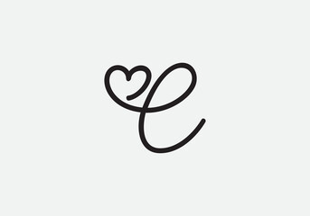 Love sign logo design vector. Love and heart icon and symbol design vector with C