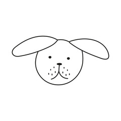 Dog with splayed ears in style of doodles on white background