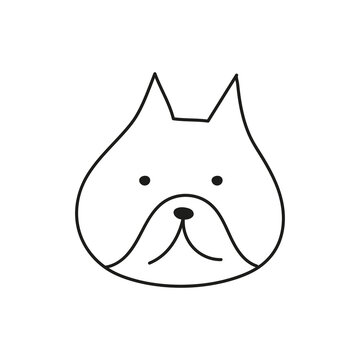 Bulldog dog in cartoon style on white background