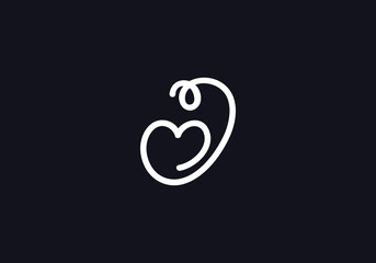 Fototapeta premium Love sign logo design vector. Love and heart icon and symbol design vector with J