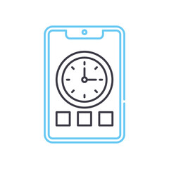 time tracker app line icon, outline symbol, vector illustration, concept sign