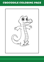 Crocodile Coloring Page. illustration of Cartoon crocodile for Coloring book