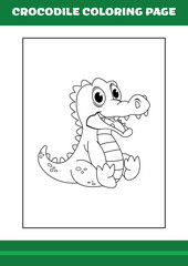 Crocodile Coloring Page. illustration of Cartoon crocodile for Coloring book