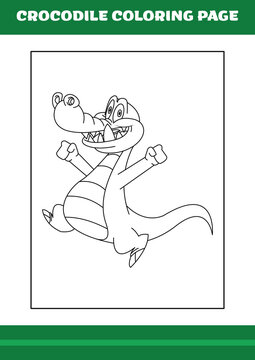 Crocodile Coloring Page. illustration of Cartoon crocodile for Coloring book