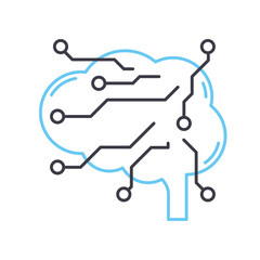 think digital line icon, outline symbol, vector illustration, concept sign