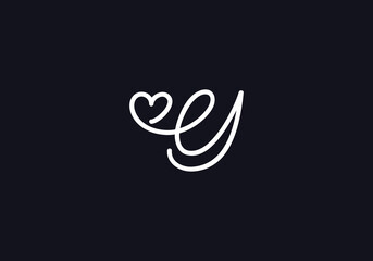Fototapeta premium Love font logo design vector sign. Love and heart icon and symbol design vector with Y
