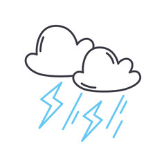 thunder line icon, outline symbol, vector illustration, concept sign