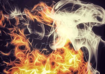 Abstract background with swirling flames and smoke