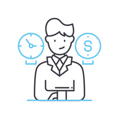 time efficiency line icon, outline symbol, vector illustration, concept sign