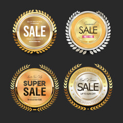 Super sale collection of golden retro vintage badges  