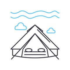 tent line icon, outline symbol, vector illustration, concept sign