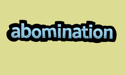 ABOMINATION writing vector design on a yellow background