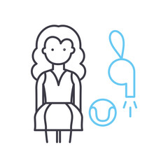 tennis player line icon, outline symbol, vector illustration, concept sign