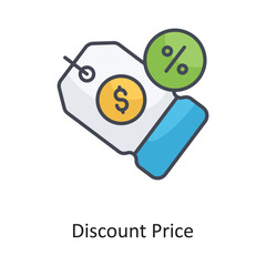 Discount Price Filled Outline Vector Icon Design illustration on White background. EPS 10 File