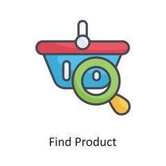 Find Product  Filled Outline Vector Icon Design illustration on White background. EPS 10 File